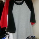 PRO CLUB Heather Gray Black Long sleeve baseball T shirt  Baseball  shirt S-2X
