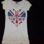England United Kingdom T shirt White UK ENGLAND 2012 BLING V-NECK T SHIRT