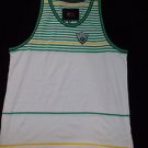 WHITE GREEN BLACK TANK TOP T-SHIRT MENS LIGHT WEIGHT STRIPE TANK TOP T-SHIRT