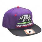 Black Purple State of California Republic Snap back Baseball Hat Snap back Cap