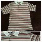 White brown blue stripe design button up short sleeve polo shirt Stripe Shirt XL