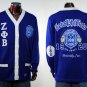 Zeta Phi Beta Blue Long Sleeve Cardigan sweater S-3XL