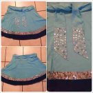 Womens Aqua Blue Skirt Women's stitched beaded dress casual mini skirt size M