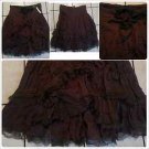 Womens Brown polyester Lace Skirt Women's tier lace dress casual skirt size M