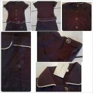 Womens Brown Military style Button Dress Lady's Brown button up casual dress L