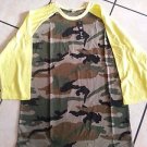Camouflage Yellow Long sleeve baseball T shirt  CREW-NECK BASEBALL T-SHIRT S-XL