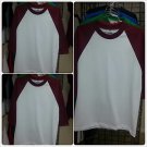 PRO CLUB White Burgundy Long sleeve baseball T shirt  Baseball  shirt S-2X