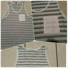 White Gray Pin Stripe tank top T- shirt Men's Casual Fashion Tank Top shirt  XL