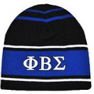 PHI BETA SIGMA BLUE BLACK WHITE SKULL CAP BEENIE CAP FRATERNITY BEENIE Beanie #1