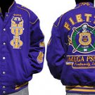 Omega Psi Phi Fraternity Puple Jacket Q Dog Purple Gold Race Jacket Coat 3X-5XL