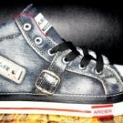 Mens Black high top denim sneaker shoe SZ 7.5-12 US NIB