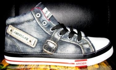 Mens Black high top denim sneaker shoe SZ 7.5-12 US NIB