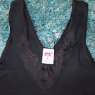Black short sleeve T shirt Womens Black Lace rose print short sleeve T shirt XL