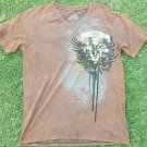 LAST HOLD BROWN SHORT SLEEVE V NECK T SHIRT MENS FASHION V NECK T SHIRT M