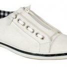 Mens white low top sneaker shoe low top leather sneaker shoe 6.5-12 Zip up