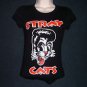 Womens STRAY CATS Black short sleeve T shirt S-XL Vintage Style Stray Cat Tee