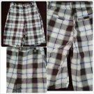 Mens white brown plaid shorts by Superfly plaid walking golf shorts W30-40W