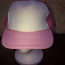 Pink White Trucker Hat Cap Cotton Mesh Snapback Trucker Hat Baseball Cap One SZ