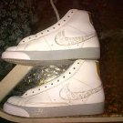 NIKE WHITE BLAZERS MINT CONDITION Youth Nike High Top Leather Sneaker Shoe 6US