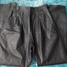 Womens black leather pants Pleated leather pants Leather dress biker pants 7/8