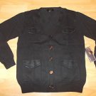 Black Long sleeve military style cardigan sweater Black Cardigan sweater S-2X