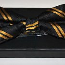 Alpha Phi Alpha Black Gold Bow Tie 100%  SILK PRE-TIED BOW TIE in Gift Box