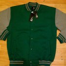 Green Heather Gray Long Sleeve Varsity Jacket Green Varsity Jacket L-3XL