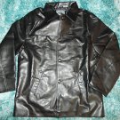 Mens Black long sleeve waist length jacket Black PU Leather jacket coat L-2X NWT