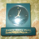 Collectible Santa Anita Park Desk Clock Horse Raceing Blue Pearl Clock Works