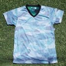 Green Gray Camouflage short sleeve V-neck T-shirt Elxr Camouflage V neck Tee M