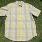 Sean John button up Short sleeve plaid top Yellow White Tan stripe plaid shirt L