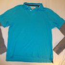 Blue Gray Long sleeve Thermal polo shirt Aqua Long Sleeve Thermal Polo Shirt 2X