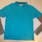 Blue Gray Long sleeve Thermal polo shirt Aqua Long Sleeve Thermal Polo Shirt 2X