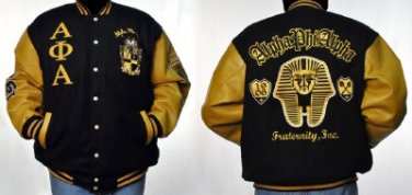 ALPHA PHI ALPHA Varisty Jacket Coat S-6X BLACK GOLD NWT