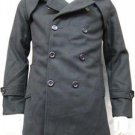 Mens Dark Gray long sleeve wool jacket Quater Length Wool Jacket Coat M-2X