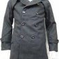 Mens Dark Gray long sleeve wool jacket Quater Length Wool Jacket Coat M-2X