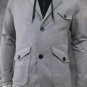 Gray Black Cotton Long Sleeve Blazer Jacket Mens Gray Sport Coat Hoodie  S-2X