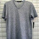 GRAY WHITE STRIPE SHORT SLEEVE V-NECK T SHIRT FITTED FASHION V NECK T SHIRT S-2X