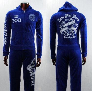 Zeta Phi Beta Blue long sleeve warm up suite Zeta Phi Beta Jogging suite S-XL