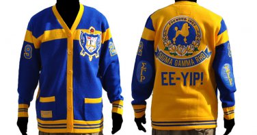 Sigma Gamma Rho Blue Gold Cardigan sweater Sigma Gamma Rho Sorority sweater S-4X