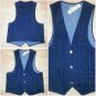 Mens Dark Blue Denim Jean Vest Denim Jean button up sleeveless Vest M-2X NWT