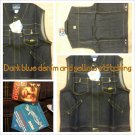 Dark Blue sleeveless denim vest Sleeveless Denim Hoody Hoodie Vest jacket 3X-2X