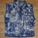 sleeveless denim jean vest Bleach Wash Disstressed Denim jean Vest Jacket XL