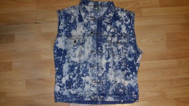 sleeveless denim jean vest Bleach Wash Disstressed Denim jean Vest Jacket XL