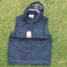 Blue Denim Jean sleeveless down vest hoody jacket Hoodie Hoody jean jacket M-2