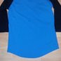 Aqua Blue long sleeve raglan T-SHIRT Mens long sleeve Baseball style t-shirt L