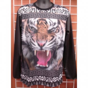 Sublimation Lion image long sleeve T-SHIRT Black sublimationT shirt M-2X