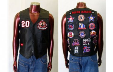 Mens black Sleeveless leather Vest Jacket Negro League Motorcycle Vest M-4X