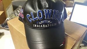 Negro League Black leather Baseball cap hat Indianapolis Clown baseball Cap Hat