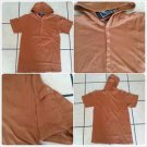 Rust Brown hoodie Jacket  Men's short sleeve short sleeve hoody shirt top M-2XL